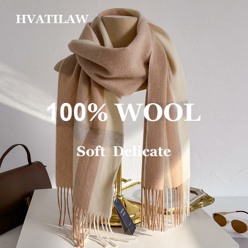 Wool Scarf Men - 100% wollen geruite sjaal voor dames