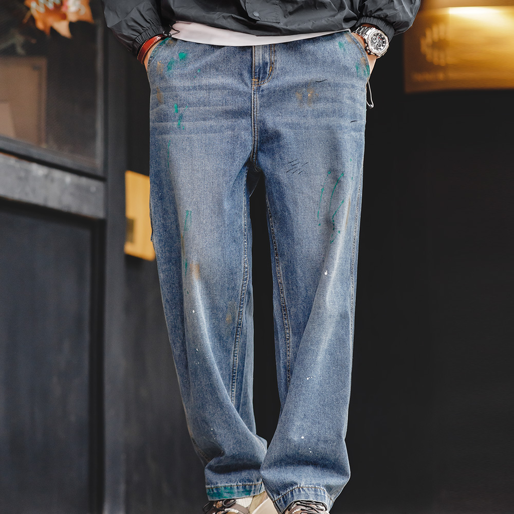 Levis Jeans 501 - Maden Lichtblauwe Splash-inkt Graffiti Jeans voor