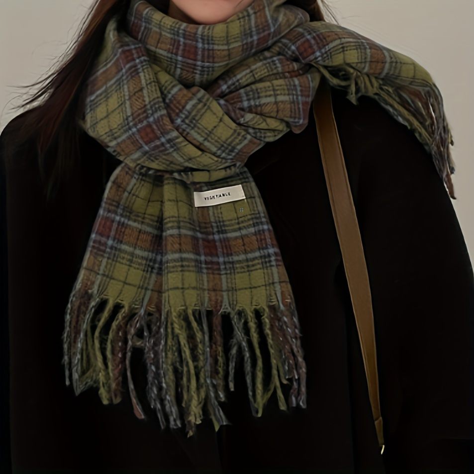 Vintage groene geruite kwastje - Cashmere Pashmina Wrap recensie en prijs